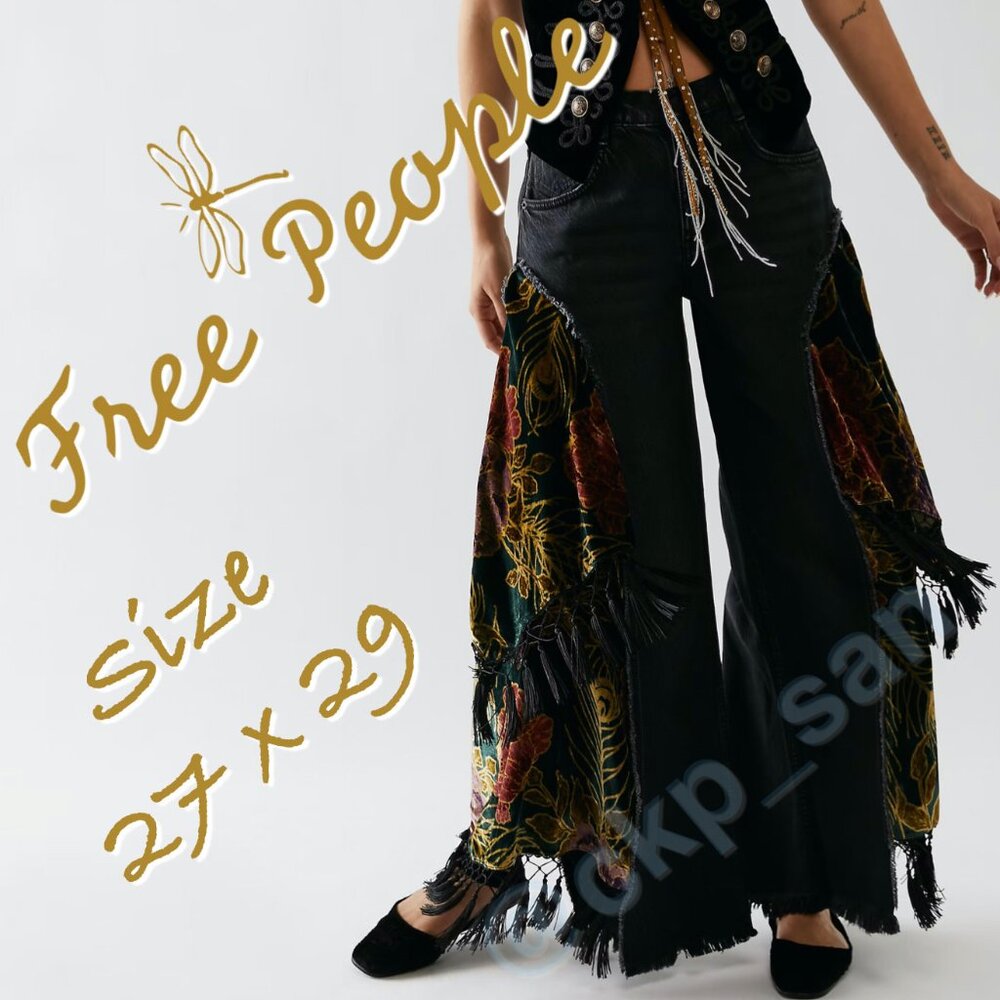 NWOT Free People Just Frills Low-Rise Wide-Leg Jeans Sz 27